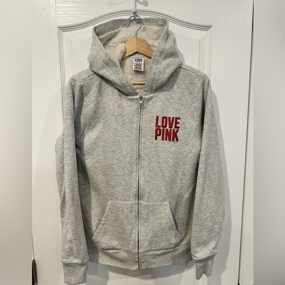 Victoria’s Secret New York Giants Glitter Logo Sherpa Lined Fur Jacket - Small